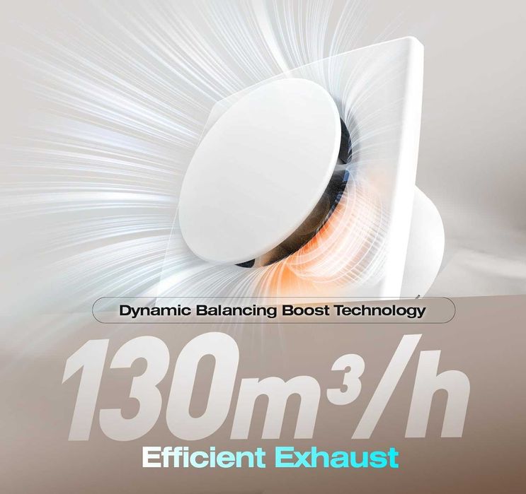 Вентилатор за баня BUMSOU 100mm, 130 m³/h, с вграден ключ (превключвател)