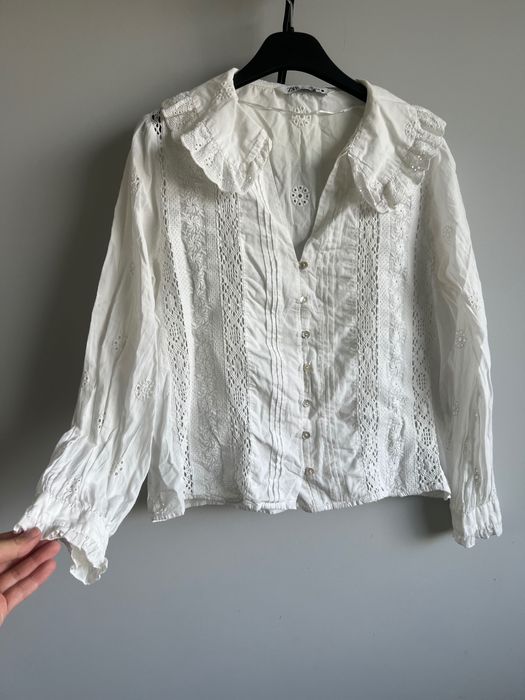 Сет/комплект памучна риза Zara с бродерии, дънки Mango premium 100% памук и памучна лимонено жълта чанта подарък