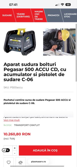 Aparat sudura bolturi Pegasar 500 ACCU CD