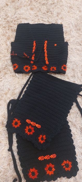 Vesta și șorturi croșetat pt costum popular-9-10 ani