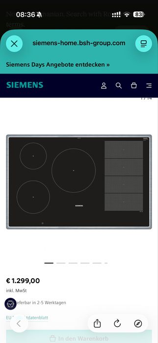Plita inductie Siemens iQ700 EX845LVC1E 80 cm 5 zone varioInduction Dual LightSlider PowerBoost