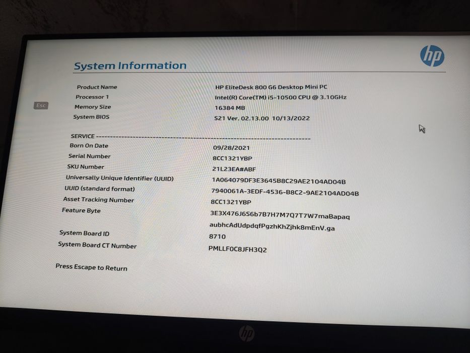 MiniPC HP EliteDesk 800 G6