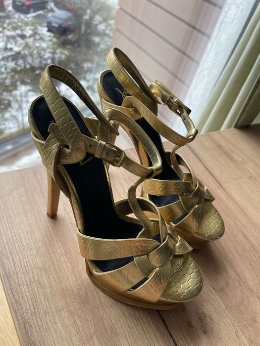 Sandale aurii YSL Saint Laurent