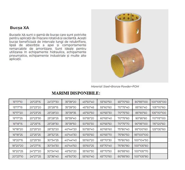 Bucsa XA Material: Steel Bronze Powder POM