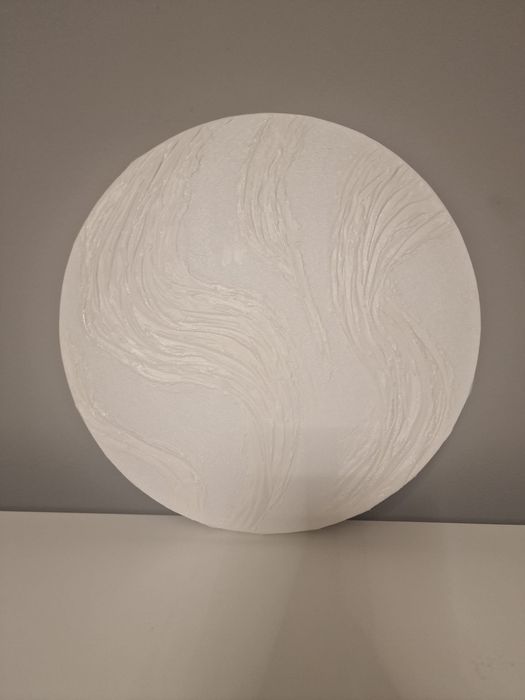 Tablou rotund 3D alb perlat 30 cm