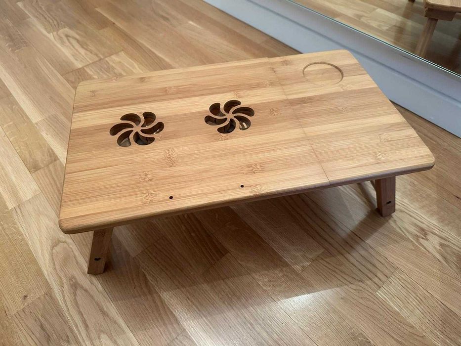 Masuta pliabila laptop, lemn de bambus, ventilare activa