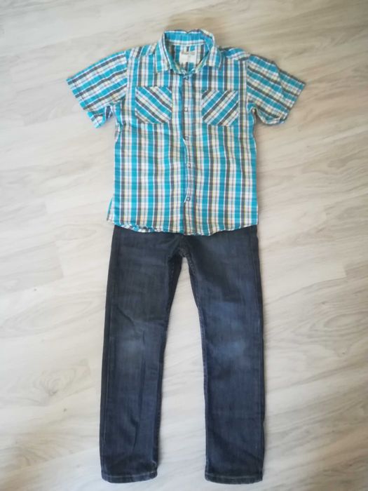 Дънки с ризка с къс ръкав