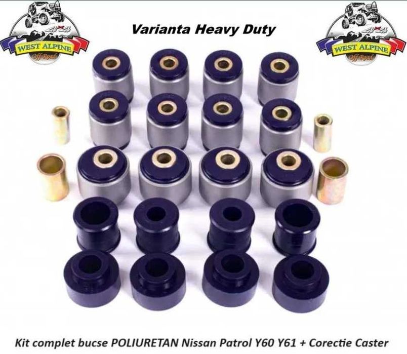 Kit bucse poliuretan HEAVY DUTY +corectie caster Nissan Patrol Y60 Y61