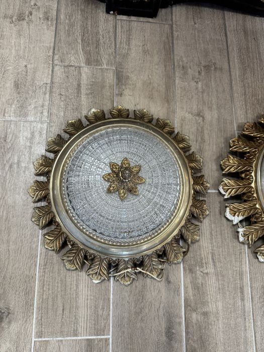 Pereche aplice/plafoniere - bronz si cristal