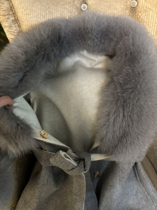 Palton lana cu blana naturala