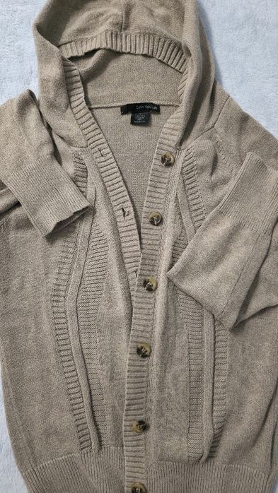 Cardigan tricotat cu gluga 100% bumbac, Calvin Klein Jeans, M