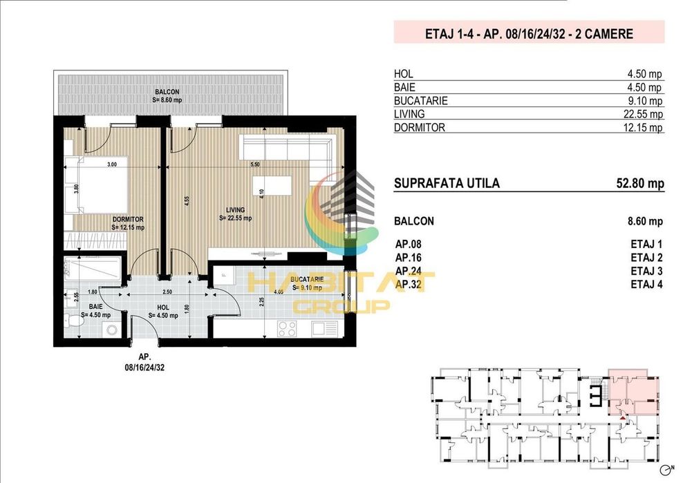 Apartament 2 Camere Sector 4 Grand Arena 61.9 Mp