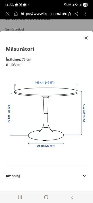Vând Masa Docksta Ikea