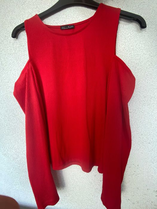 Bluza cu umeri goi, rosu, S, nou