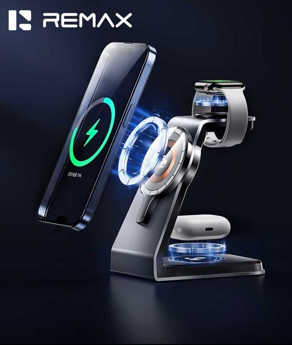 Remax RP-W85 3в1 Док-станция MagSafe 20,5W iWatch AirPods iPhone 16 17