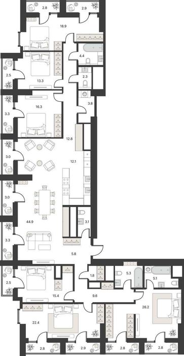 СРОЧНО ПРОДАЁТСЯ 7ком Penthouse квартира на ЖК  “CENTER ONE”