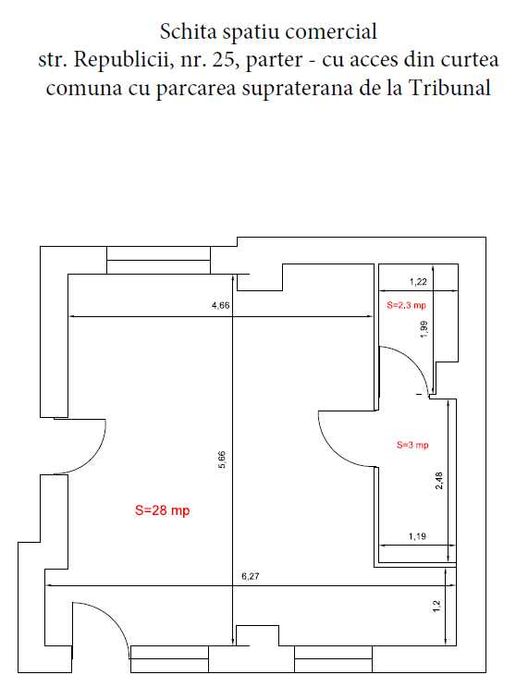 Inchiriere spatiu parter - Republicii, in curtea parcarii de la Tribunal