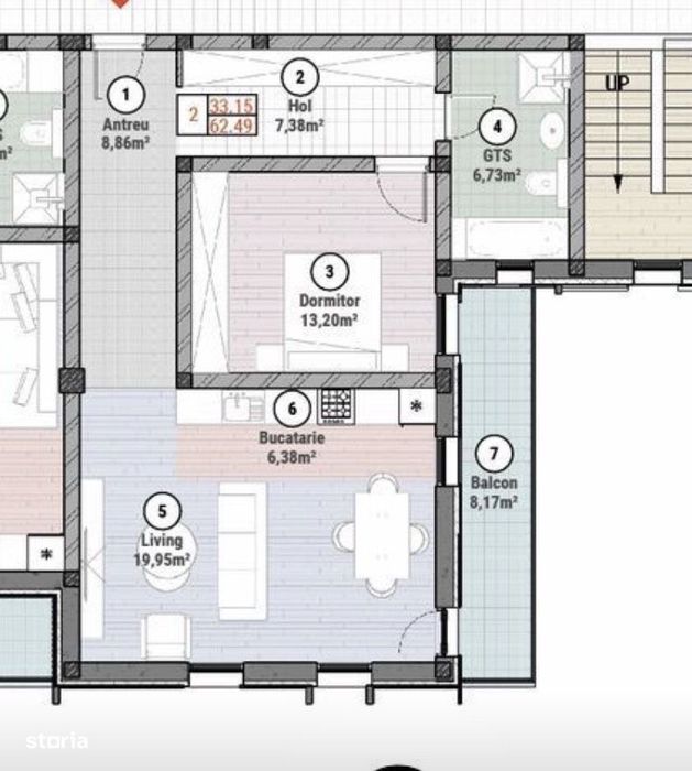Apartament 2 camere - etaj 1 - 62 mp utili - Mosnita — fotografia 3