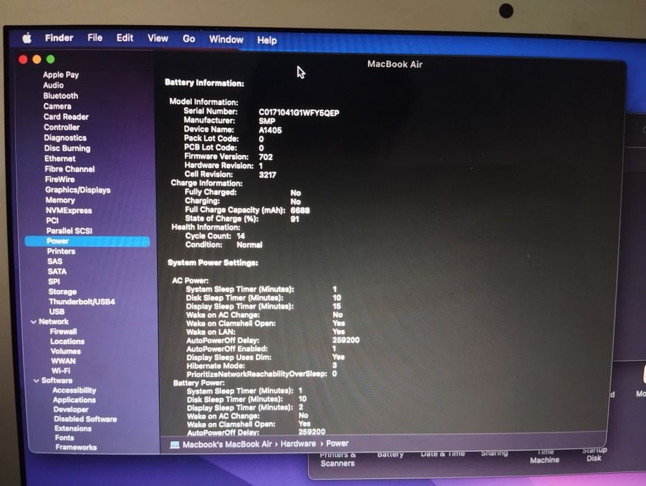 Mac Air 2015 bateria noua