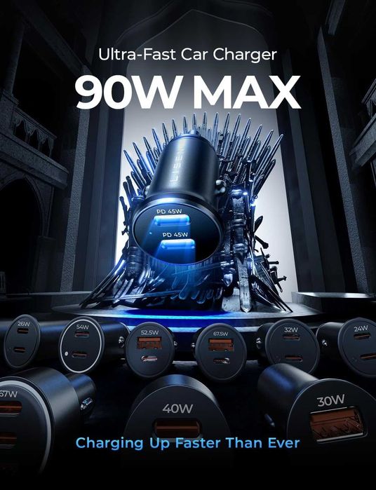 Автомобильное зарядное миниатюрное устройство для телефона LISEN 90W