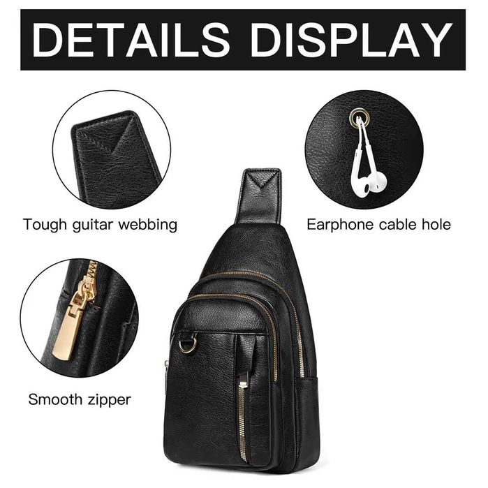 Чанта през рамо черна голям капацитет водоустойчива, унисекс