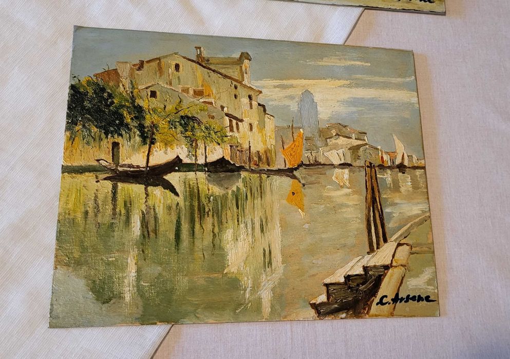 Tablou în Ulei Original - Vedere Veneția, Canal (Semnat)
