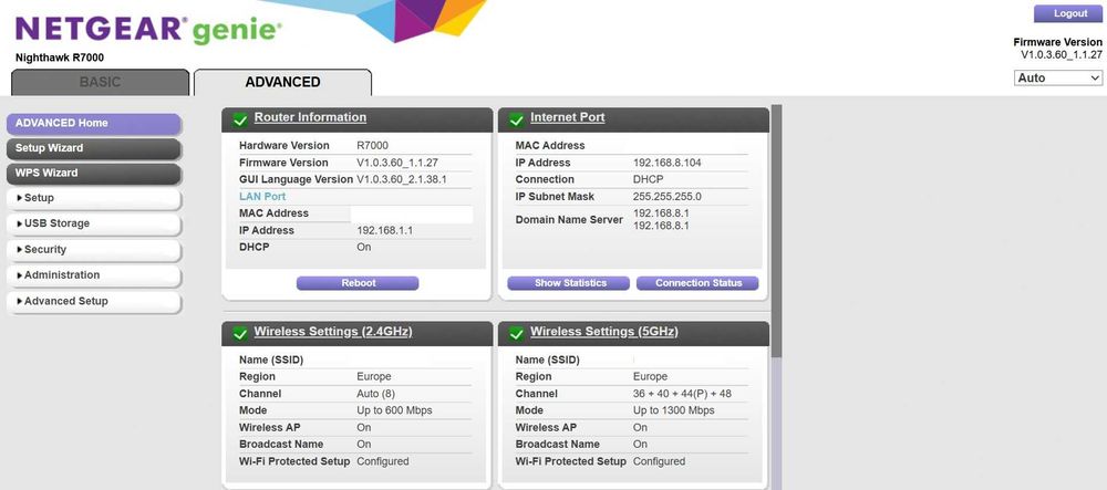 NetGear R7000 Nighthawk AC1900 Smart WiFi Router