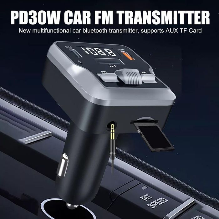 Bluetooth fm предавател за кола, mp3 плейър, радио, pd, usb-c, ...