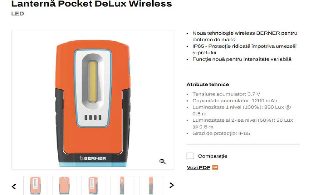 lampa led magnetica Poket delux BERNER wireless IP65