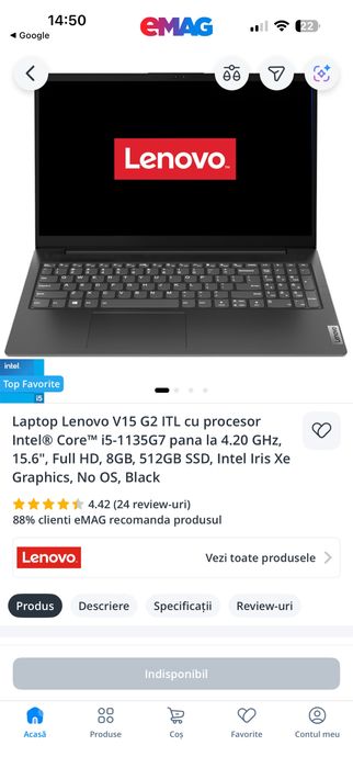 Laptop Lenovo V15 G2 i5-1135G7 16gb  SSD 512GB Full HD