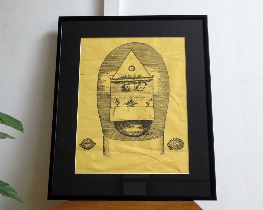 Tablou Stefan Caltia, ‘Casă albastră’ | Litografie veche, superba