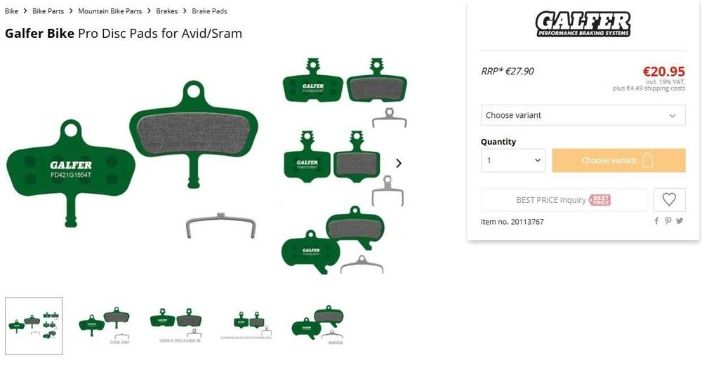 Plăcuțe frână disc GALFER – NOI, sigilate AVID ELIXIR 1,3,5,7 XX, X0