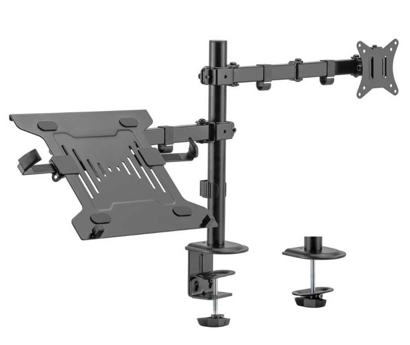 Стойка за монитор с поставка за лаптоп