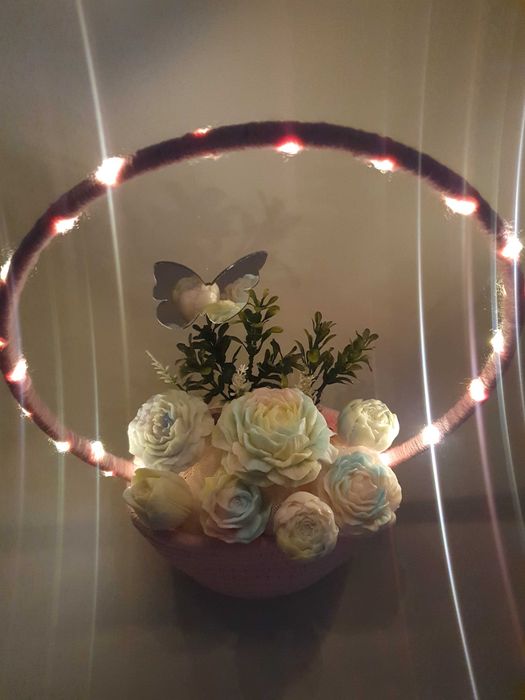 Букет Фантазия сапунени  цветя от глицерин и цветя свещи