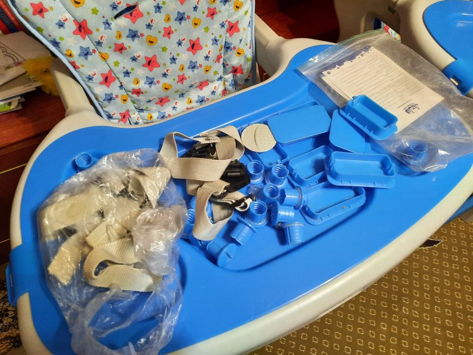 Scaun de masa Juju Eat&Play 2 în 1 albastru - gemeni - 2 scaune