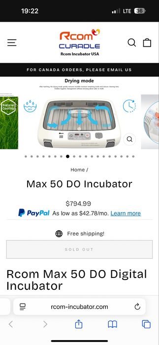 Incubator pui Rcom max 50 la cutie