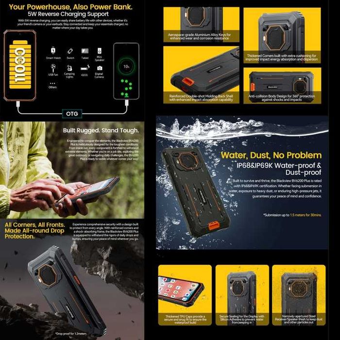 Blackview BV6200 Plus 24GB RAM 256GB ROM, 11000 mAh, с IP68/69 защита