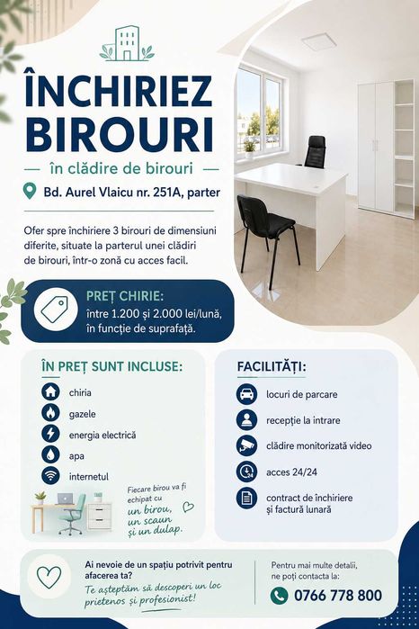 Birouri moderne de închiriat – Bd. Aurel Vlaicu nr. 251A, Constanța