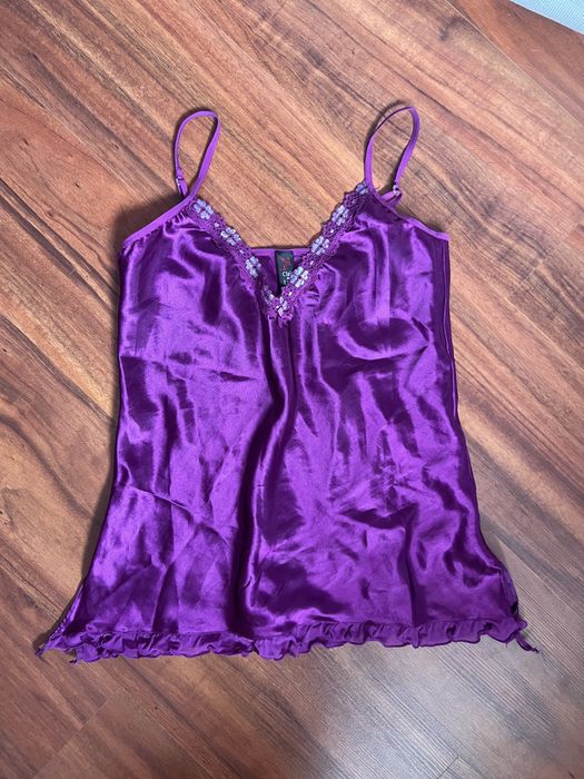 Maiou top material satinat mov clair de lune
