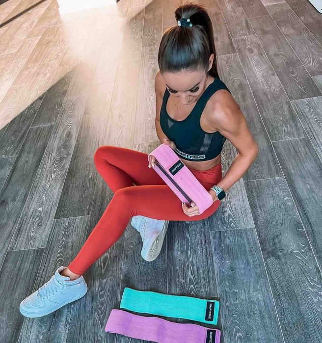 Комплект текстилни тренировъчни ластици с различна здравина