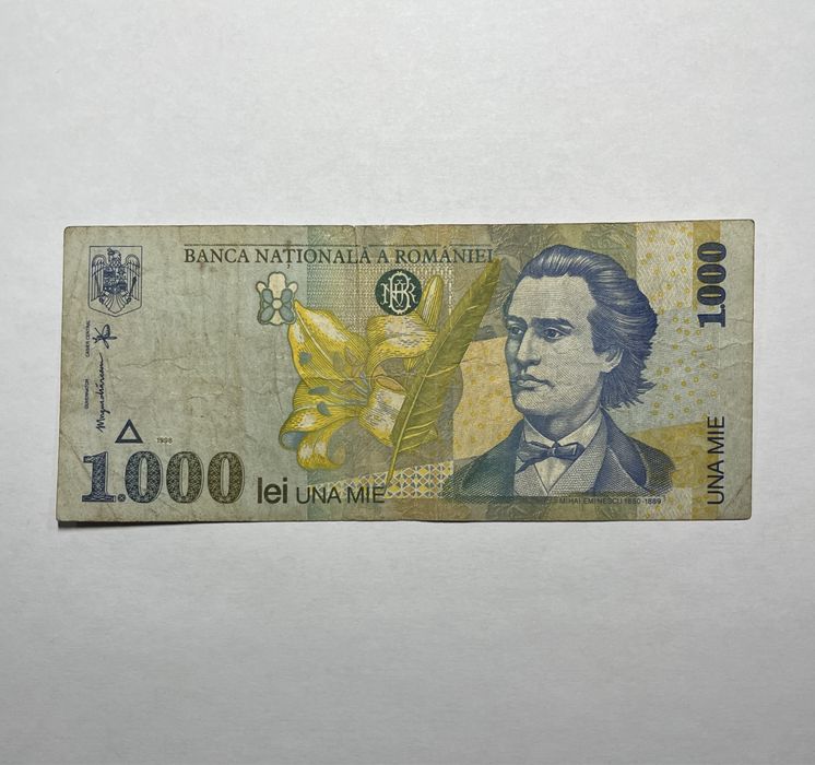 Bancnotă de 1000 lei - anul 1998 - Mihai Eminescu