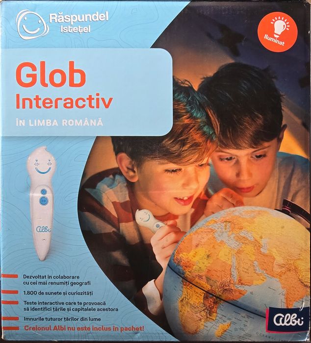 Glob interactiv Răspundel Istețel (Albi) – fără creion