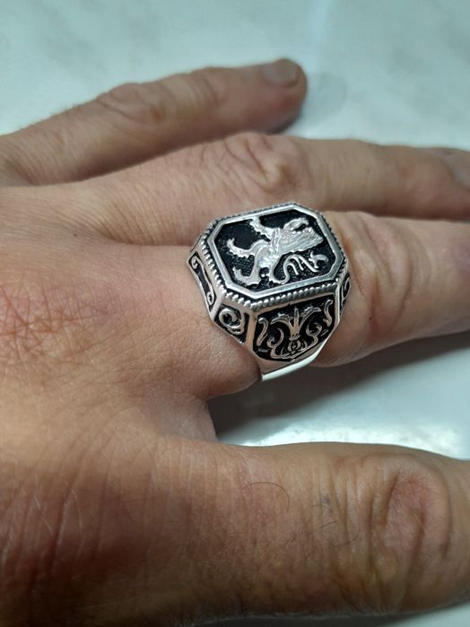 Кольцо мужское серебряное.Перстень.
