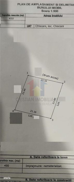 Doua terenuri intravilan de cate 450 mp, deschidere de 20m