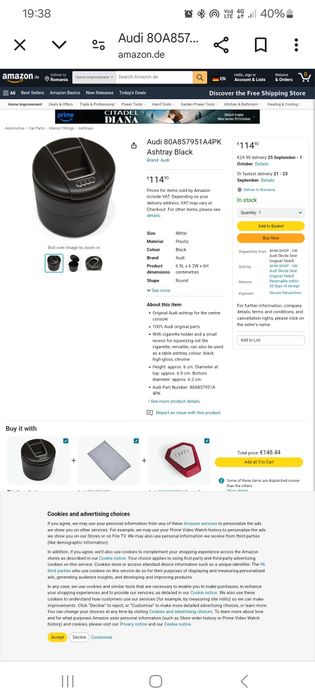 Scrumiera Audi  originale  99 lei buc