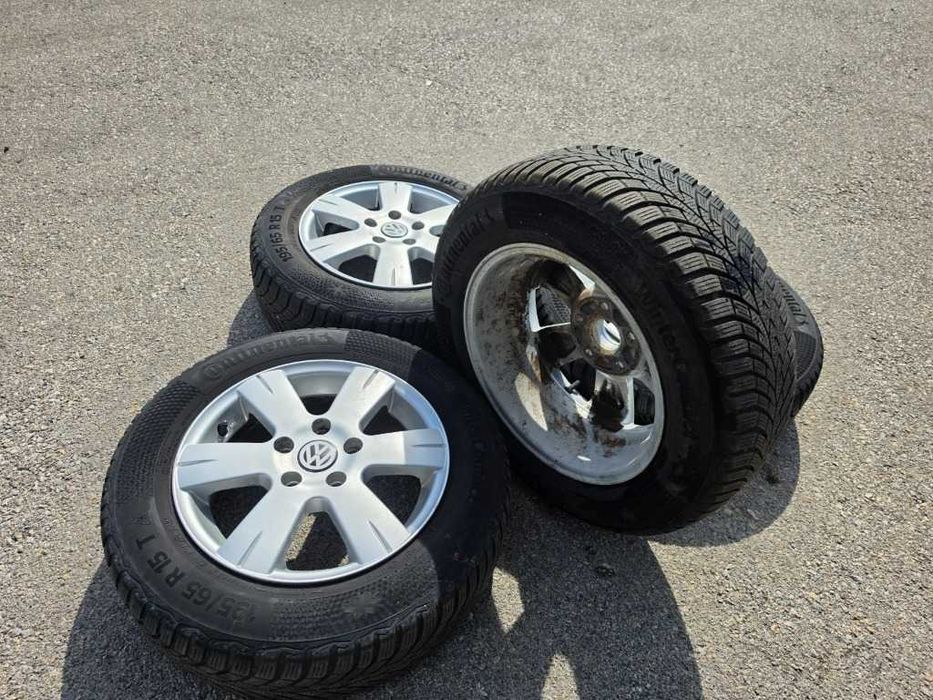 4 бр. Зимни гуми 195/65 R15 с джанти 5x112 VW Audi Skoda Seat