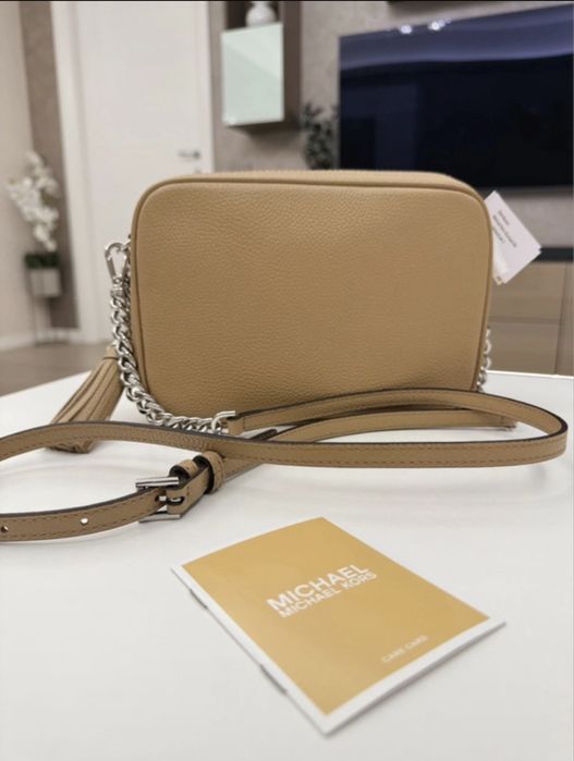 Geanta crossbody de piele Maro taupe Michael Kors