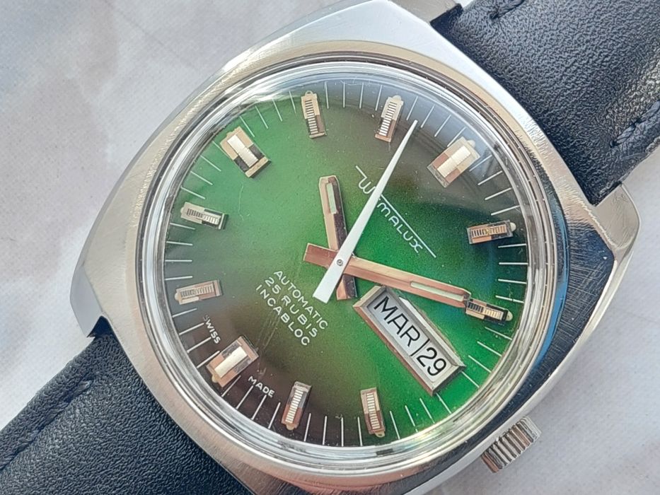 Ceas Wermalux Day-Date automatic, de colectie, vintage