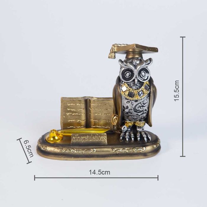 Статуетка за Декорация Сова 15см или Моливник/Визитник Бухал