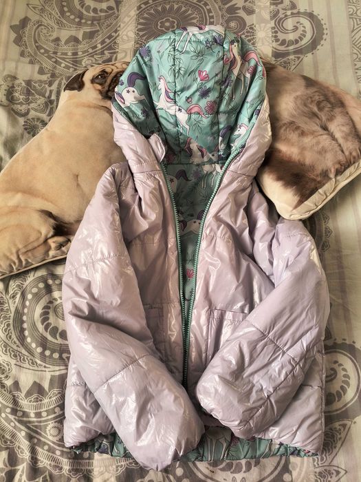 Детско яке с две лица за малки принцеси 124 см